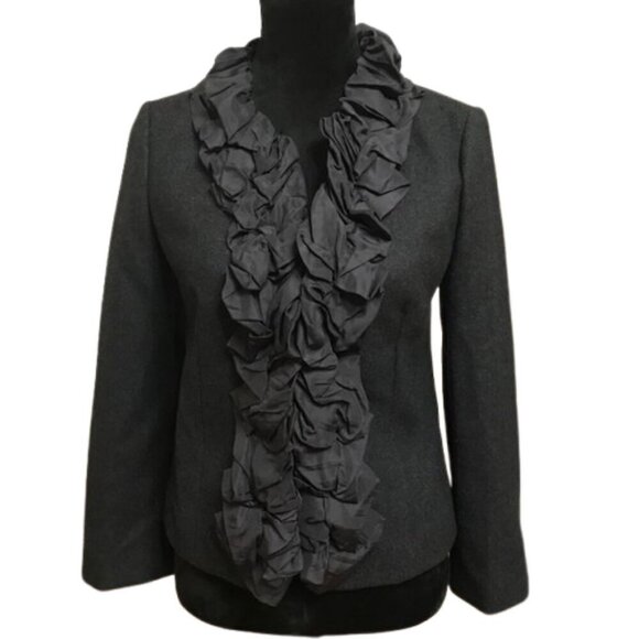 J.Crew Women's Chimera Gray & Black Wool Silk Lapel Blazer Jacket Size 2 - Picture 3 of 10